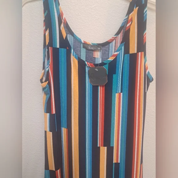Pinc Womens XL Multicolor Striped Sleeveless Maxi Dress NWT Stretch - Picture 4 of 6